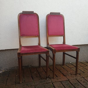 Antique Highback Chairs: Set of 2 Red Velvet Royal Chairs