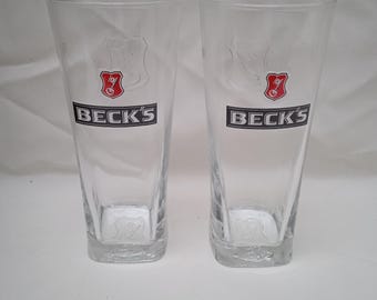 Vaso de cerveza Beck's vintage: vaso de media pinta alemán para coleccionistas