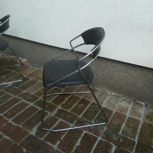 Vintage Postmodern Chrome & Black Leatherette Chair: Effezeta Style 1980s