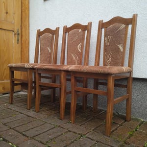 Chaises de salle à manger en bois vintage, chaise Mid-Century rembourrée, sièges de ferme rustique