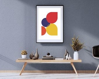 Geometryczny druk w stylu Bauhaus: abstrakcyjna sztuka modernistyczna z połowy XX wieku (pobranie cyfrowe)