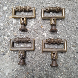 Vintage Brass Drawer Pulls: Ornate Cabinet Handles, Set of 4