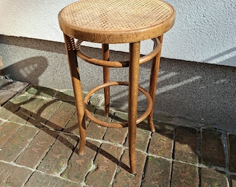 Thonet bar stool, vintage counter height stool, cane and bentwood barstool, bar furniture