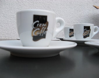 Lot de 2 tasses à expresso Crem Caffe avec soucoupes, fabriquées en Italie