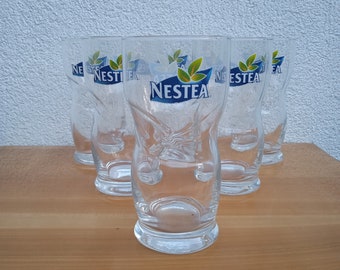 Ensemble de 6 verres Nestea vintage, verrerie collector, collection privée, boîte d'origine