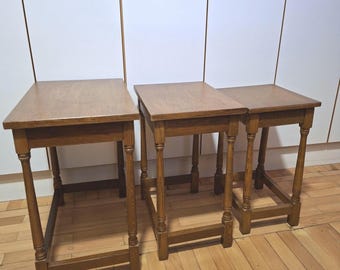 Vintage Yugoslav Nesting Tables – Solid Wood – Slavonija Label – Yugoslavia, 1960s