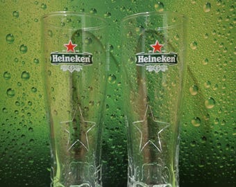 Heineken 0.15L Beer Tasting Glass Set of 2 – Mini Pilsner Glasses 16 cm/6.3" – Heineken Barware Collectible