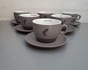 Vintage Julius Meinl Gray Jumbo Coffee Cup Set of 6 -  Austrian Coffeehouse  - 250 ml