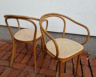 Restored Vintage Thonet Bentwood Chairs | Florijan Bobic Yugoslavia | Rattan Seat | Mid Century Bistro Chair