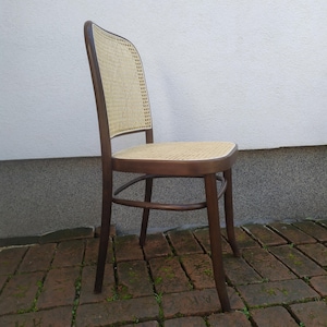 Vintage Thonet Bentwood Prague Chair by Josef Hoffman design, 1970s Mundus Florijan Bobic Production, bentwood dining chairs, NEW rattan