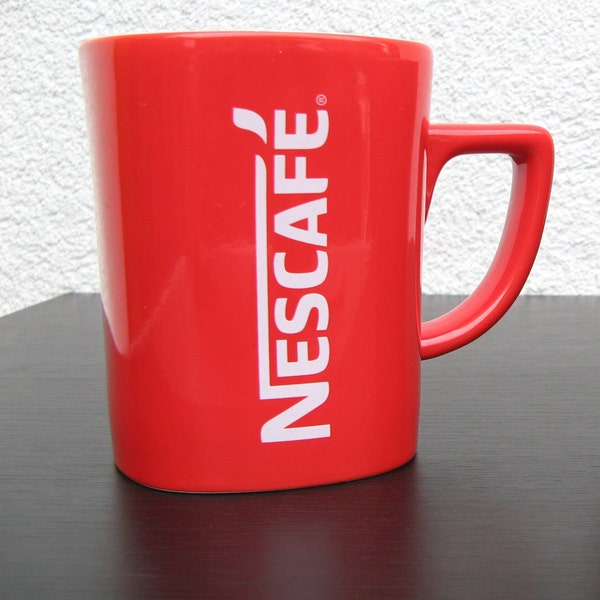 Pair of vintage red Nescafe mugs, set of 2 coffee mugs, Capacity 2 dcl