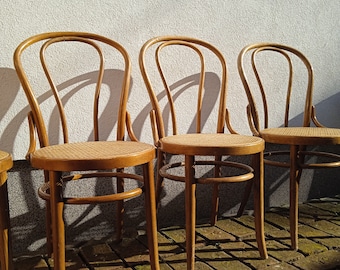 Juego de 4 sillas de comedor Thonet, sillas de café bistro de madera curvada, silla de cafetería Viena, sillas Thonet No. 18