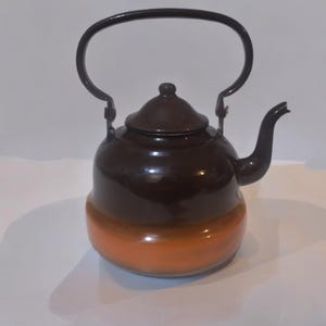 Vintage Yugoslavia Enamel Teapot No. 18 – Large Rustic Farmhouse Decor, Industrial Kitchen Display