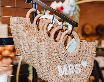Bolso de regalo para la novia / Bolso de ratán personalizado / Despedida de soltera / Fiesta prenupcial