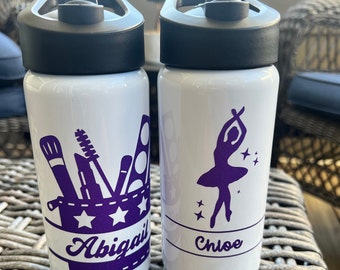Botella de agua personalizada para niños: vaso térmico de 16 oz con pajita