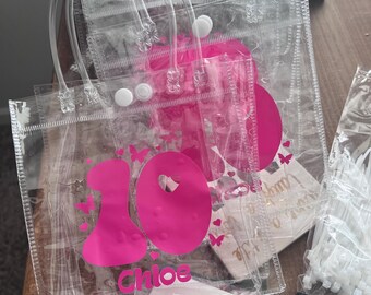 Bolsas transparentes personalizadas para regalos: diseño de vinilo personalizado, bolsas de regalo para fiestas.