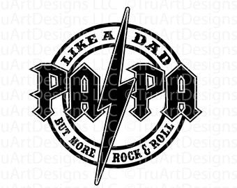 Papa SVG, Dad SVG, Rock and Roll Dad PNG, Rock Guitar, Muzyka, Koszulka Dad Rocks, Koszulka na Dzień Ojca sublimacja png, Dzień Ojca SVG