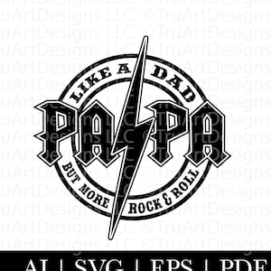 Papa SVG, svg papa, rock and roll papa PNG, guitare rock, musique, chemise papa rock, sublimation tshirt fête des pères png, svg fête des pères