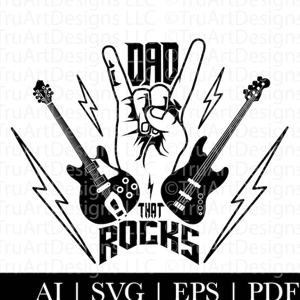Rock and Roll Dad SVG, Rock and Roll Dad PNG, Guitarra Rock, Música, Camisa Dad Rocks, Camisa del día del padre png, Camisa del día del padre svg, Mejor papá