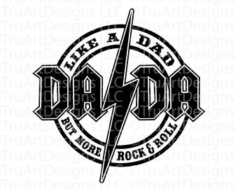 Dad SVG, Dada Rock and Roll Dad PNG, Rock Guitar, Muzyka, Koszulka Dad Rocks, Koszulka na Dzień Ojca sublimacja png, Dzień Ojca svg