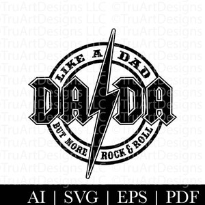 Papa SVG, papa rock and roll papa PNG, guitare rock, musique, chemise papa rocks, sublimation t-shirt fête des pères png, svg fête des pères