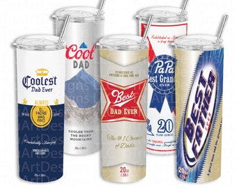 20oz skinny Tumbler Designs, Dad Christmas Sublimation Bundle, 5 Pack Dad Beer Parody Designs, PNG Files for Sublimation, Dad Tumbler art
