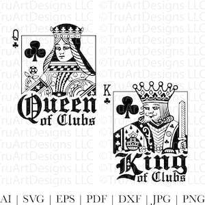 Lot roi et reine png, svg couples, couples png, cartes à jouer PNG, roi de trèfle, reine de trèfle, art t-shirt couples, mari et femme