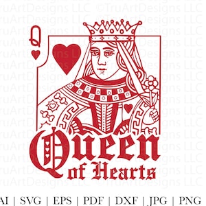 Queen of Hearts svg, Königin png, Valentinstag svg, Queen of Hearts png, Muttertags svg, Herzen PNG, Spielkarten, Damen Shirt Art