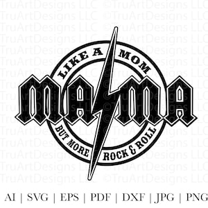 Mamá svg, diseño de mamá de rock and roll, camiseta del día de la madre PNG, mejor mamá png, mamá de rock png, rayo de acdc, camiseta de mamá de rock png, mamá genial