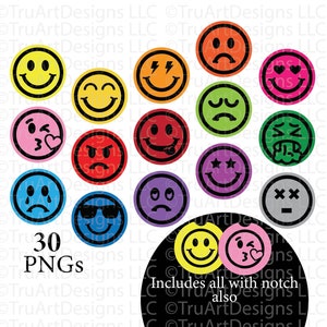 Auto-Untersetzer-Sublimations-Designs bündeln, Emoji Regenbogen-Sublimations-Bundle, 15er-Pack Smile, Sad, Happy Pngs, Emotionen Schlüsselanhänger, Lufterfrischer