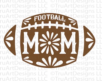 Football Mom SVG, Football Mom PNG, Feminine Football, Floral Football, proud football mom tshirt art, cutting file for cricut silhouette