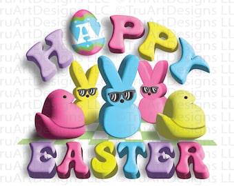Easter Peeps PNG, Easter bunny png, Happy Easter PNG, DTF Easter design, Cute Easter art, Bunnies png, Fun Easter sublimation png
