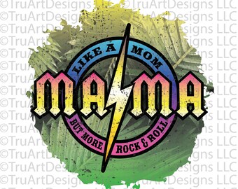 Mamá png, diseño de mamá de rock and roll, PNG para sublimación, camiseta del día de la madre PNG, mejor mamá png, mamá de rock png, rayo de acdc png