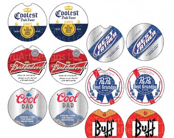 Car Coaster Sublimation Designs bundle, Fathers Day Dad Sublimation Bundle, 6 Pack Dad Beer Parody Designs, Dad keychain, Dad air freshener