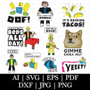 Roblox SVG 10 パック バンドル、Roblox PNG、SVG バンドル、子供向けゲーム SVG、子供向けアクセサリー SVG、Roblox クリップアート、子供向けゲーム アート、カッティング ファイル