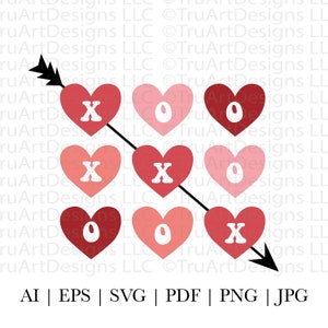 Tic Tac Toe XOXO svg, Tic Tac XOXO png, Valentinstag svg, Valentinstag png, Herzen SVG, süßer Valentine png, Amor Pfeil svg