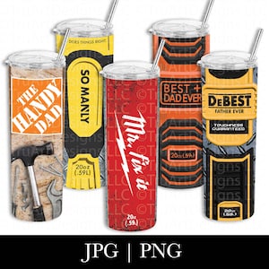 20oz skinny Tumbler Designs, Fathers Day Dad Sublimation Bundle, 5 Pack Dad Tools Parody Designs, PNG Files for Sublimation, Dad Tumbler art