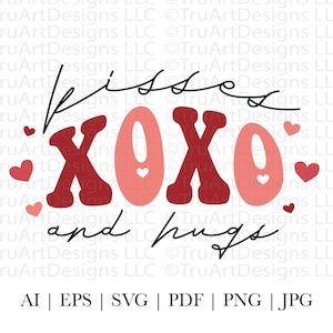 XOXO svg, XOXO png, Valentinstag svg, Valentinstag png, Retro Valentinstag, Küsse PNG, VDay png, Jubiläum png, Cute Valentine