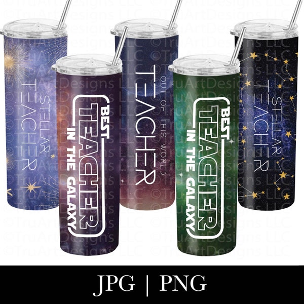 20oz skinny tumbler Teacher Tumbler, Trendy space and galaxy themes, Best Teacher sublimation bundle, Tumbler Sublimation Wrap PNGs