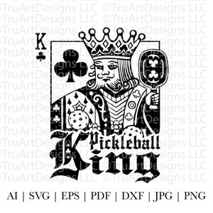 Pickleball png, Pickle ball King svg, King png, Playing Card svg, King of Clubs png, Arte del casinò, Clubs PNG, Carte da gioco, Arte della maglietta da uomo