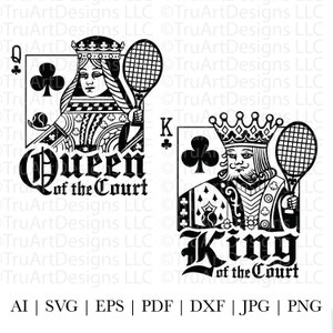 Tennis Bundle, Tennis King und Queen svg, Paare svg, Paare png, Spielkarten, Paare T-Shirts, Ehemann Frau, His & Hers Matching