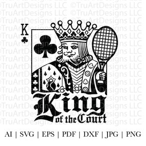Tennis svg, koning van het hof svg, koning png, speelkaart svg, koning der clubs png, herentennis, clubs png, speelkaarten, Vaderdag shirt kunst