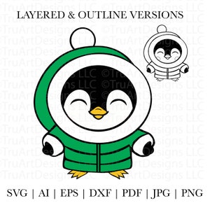 Pinguino svg, pinguino di Natale, pinguino invernale, simpatico cucciolo di pinguino con cappotto imbottito, simpatico animale natalizio svg, caldo pinguino svg, Natale svg