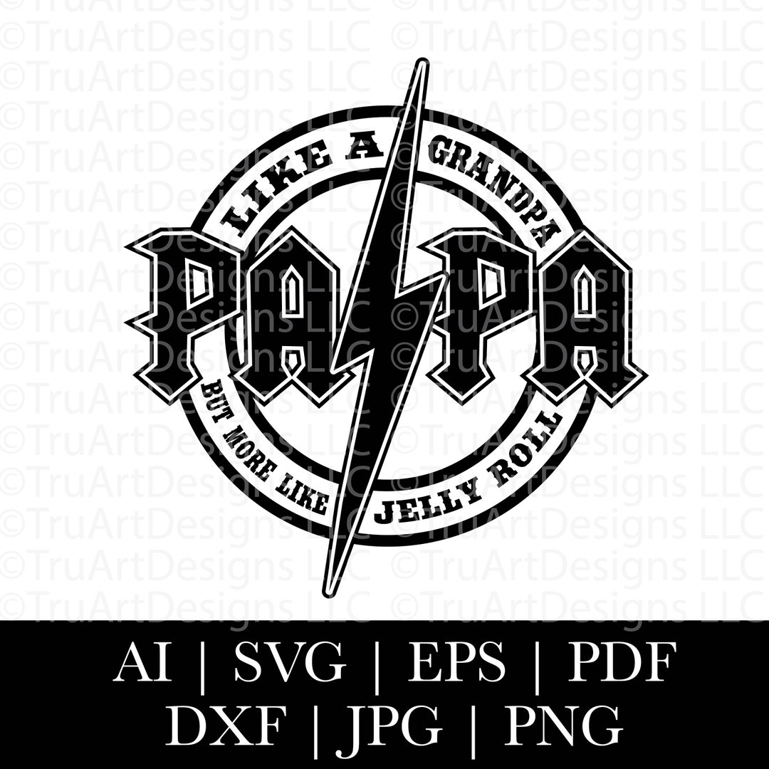 Jelly Roll Papa SVG, Jelly Roll Grandpa PNG, Rock Guitar, Music, Papa