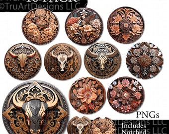 Car Coaster Sublimation Design bundle, Western Car coaster png, Carved Leather png, buffalo, bull skull Western keychain, air freshener png