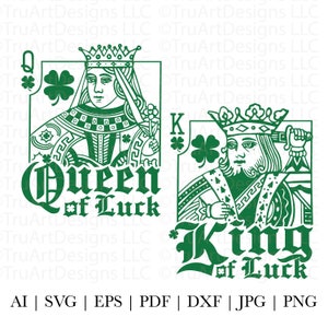 König und Königin des Glücks svg, St. Patricks day svg, Paare png, Spielkarten PNG, Braut und Bräutigam, Paare Shirt Art, Mann und Frau