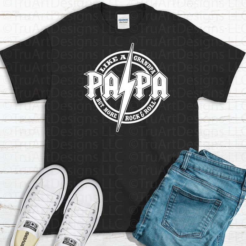 Rock and Roll Papa SVG, Rock and Roll Grandpa PNG, Rock Guitar, Music, Papa Rocks shirt, Father's day tshirt png, Father's day tshirt svg image 3