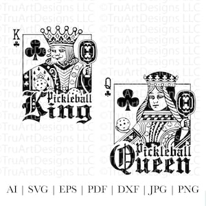 Pickleball Bundle, König und Königin svg, Paare svg, Paare png, Spielkarten, Paare T-Shirts, Mann und Frau, His & Hers Matching