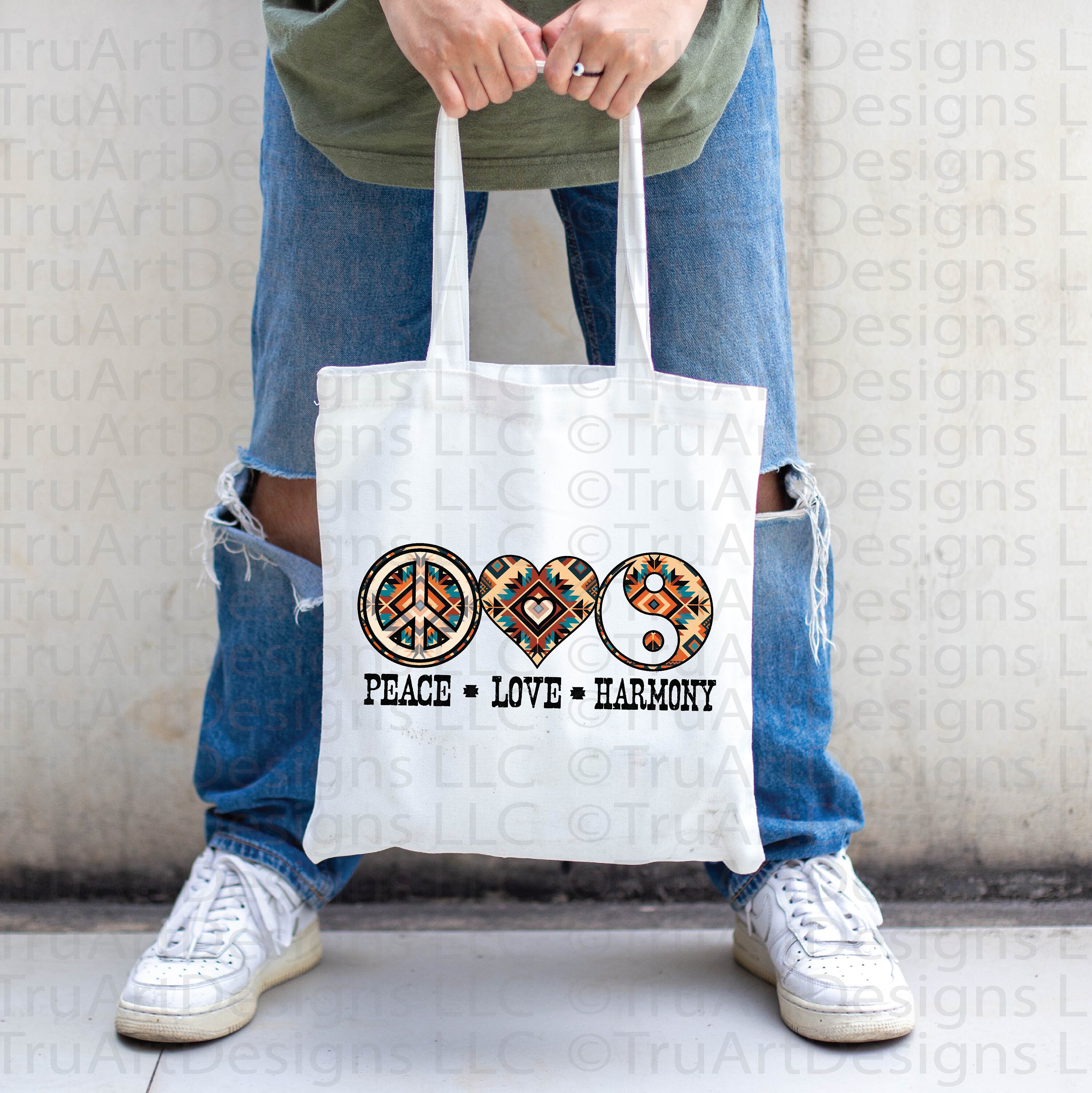 Retro Aztec Peace Love Harmony Png, Southwest Pattern Png