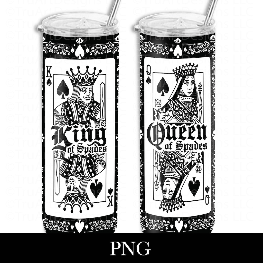 20oz Skinny Tumbler Designs, King and Queen of Spades Png, Spades